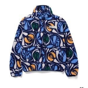 NW TParks Wonderland Trail High Pile Fleece MEDIUM- Blue Multicolor Floral Print